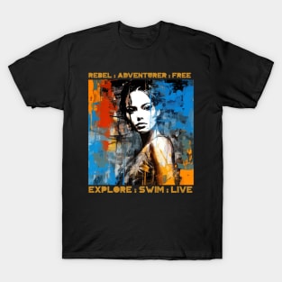 rebel adventurer, swimming v3 T-Shirt